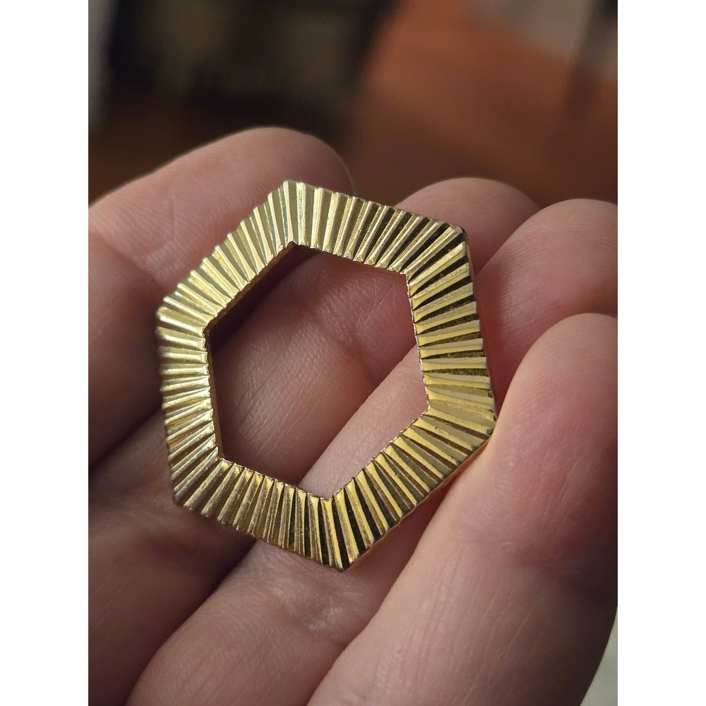 Goldtone Hexagon Classic Brooch Vintage Unsigned